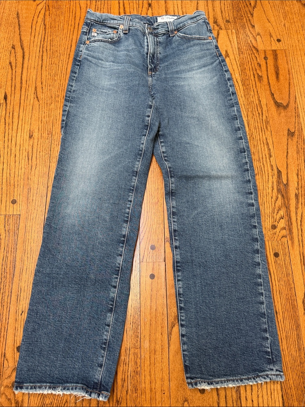 AG AG-ED Denim sz 27 Brinley Mid-Rise Straight blue jeans denim great pocket det